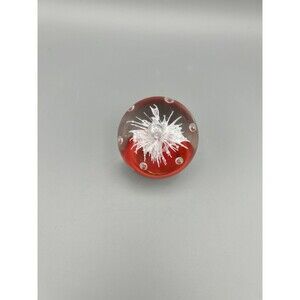 Vintage Art Glass Dynasty Gallery Heirloom Paperweight Red With Bubble Burst